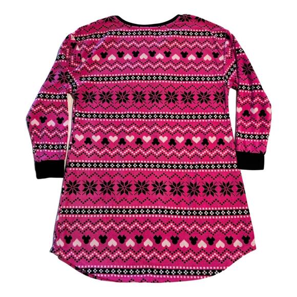 Disney Minnie Mouse Pajamas Night Shirt, L, Pink Fleece PJs - Picture 7 of 9